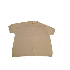 Eddie Bauer Womens Olive Cotton Short Sleeve Cardigan Sweater Large Button Front